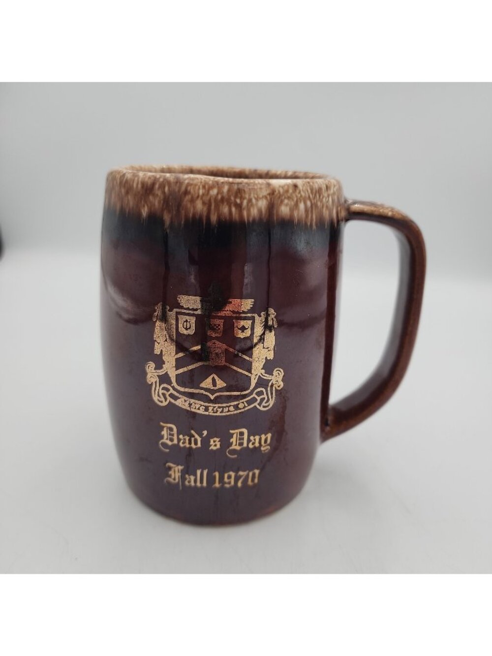 Vintage Hull Oven Proof University Fraternity Dads Day 1970 Coffee Mug Brown